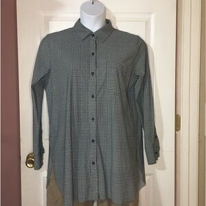 LYSSE Houndstooth Print Button Down Blouse